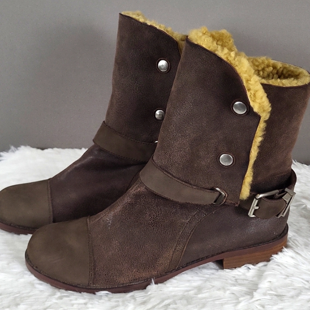 Matt Bernson Dark Brown Tundra Shearling Lined Mid Calf Boots Wmn Sz 10 - Picture 3 of 12